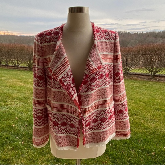 LOFT Jackets & Blazers - Ann Taylor Loft Red White Woven Blazer
